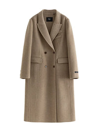 Her Shop  100% Wool Long Coffee Woolen Peacoat