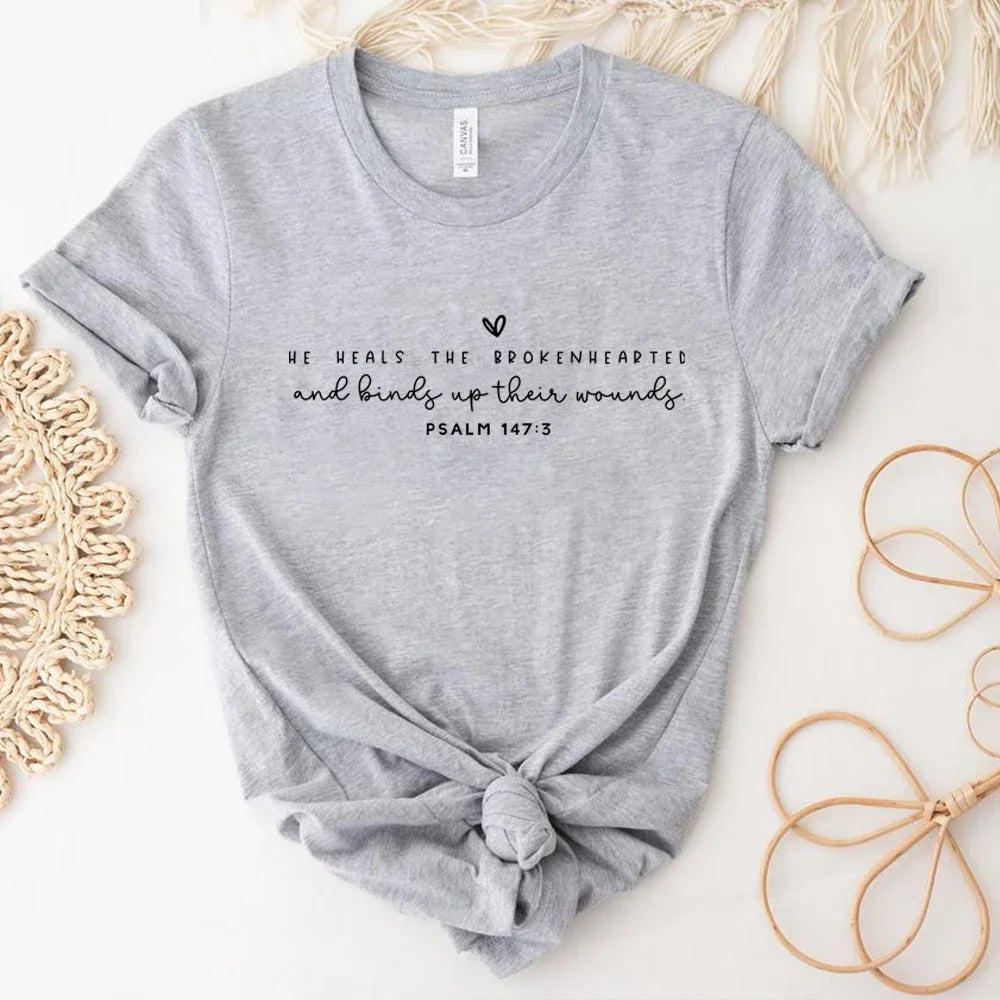 He Heals the Brokenhearted Christian Graphic Tee