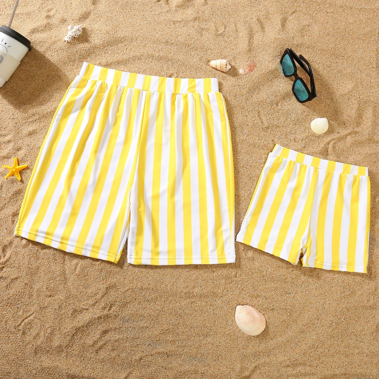 Family Swimsuit Mother Daughter Swimwear Father Son Swim Shorts 2023 Summer Striped Mom And Daughter Bikini Suit Matching Outfit