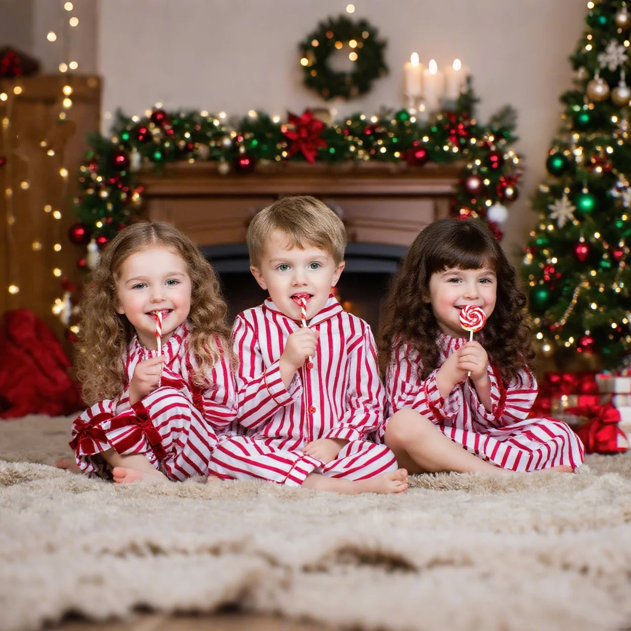 Kids Christmas Pajama & Outfit Sets for Girls and Boys – Red Stripe Holiday Sleepwear (1–14T)