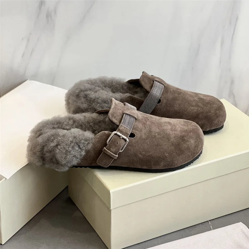 Thick-Soled Baotou Wool Slippers, Casual Warm Shoes, perfect for Autumn and Winter