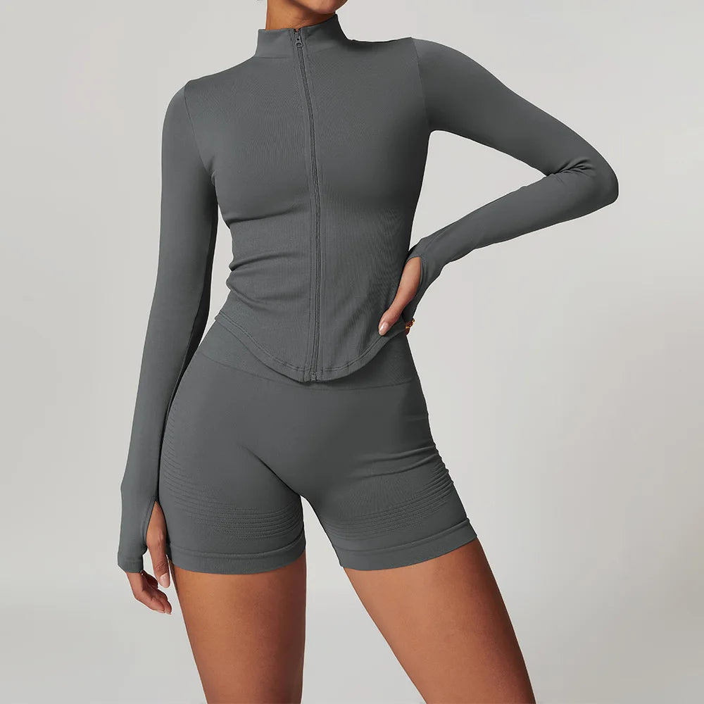 Seamless Gym Set Workout Clothes 2/3PCS Yoga Set Women's Sportswear Fitness Leggings Sports Bra Athletic Long Sleeve Yoga Suit