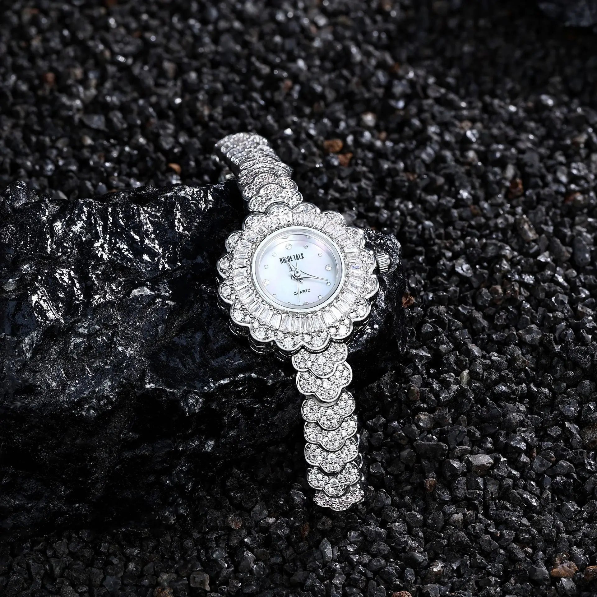 HER JEWELIFE 19cm Length Watch for Women AAA Cubic Zircon Full Crystal Watch for Wedding Party Jewelry Japan Movement Waterproof - HER SHOP