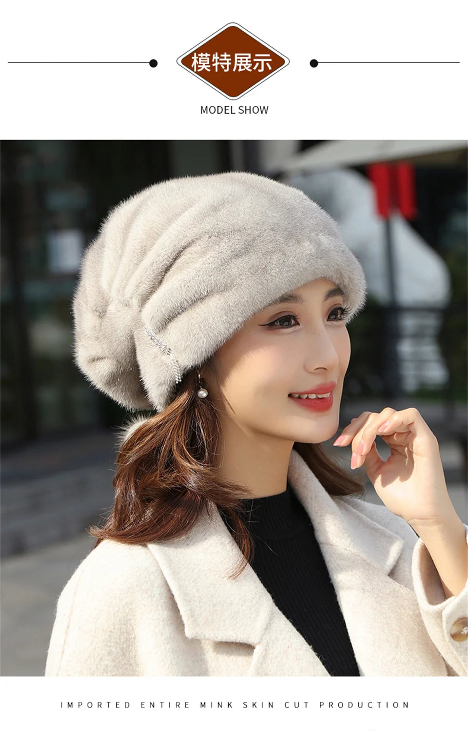 Whole Real Mink Fur Hat For Women's Caps Luxury Fashion Brand Real Fur Cap Christmas Hat Warm In Russian Winter Lady Fur Hat