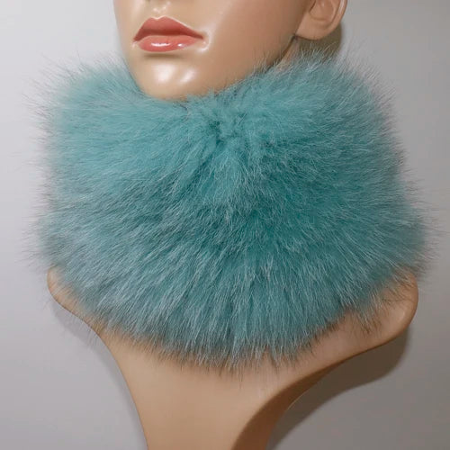 Women's Real Fox Fur Ring Scarf & Headband– Luxury Winter Neck Warmer Muffler, 100% Natural Fur with Good Elastic