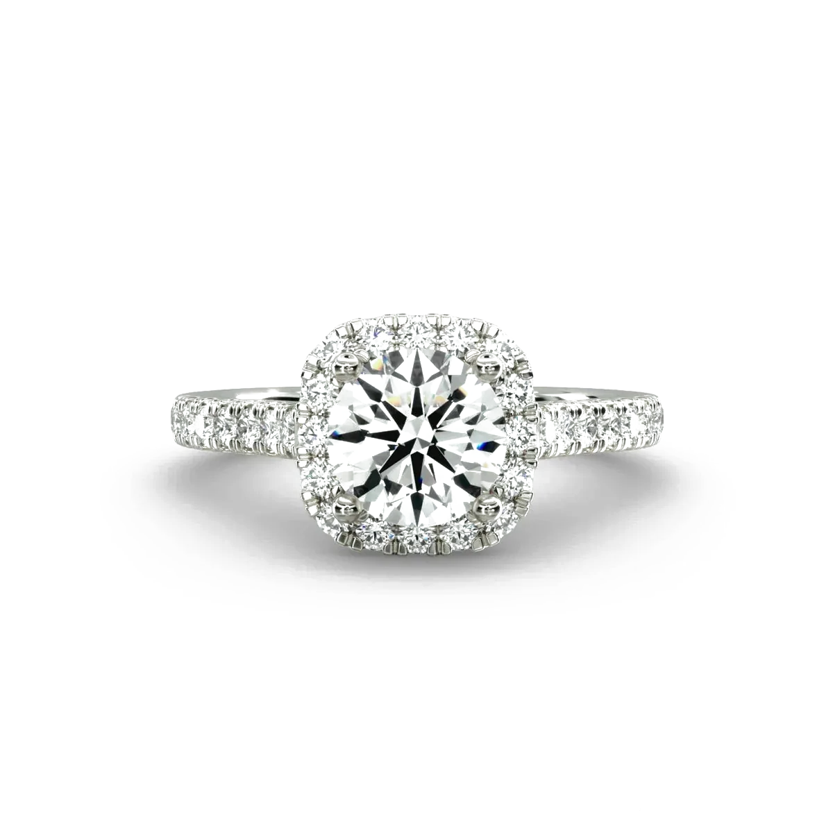 Square Inlaid Halo Diamond Engagement Ring | Custom K Gold Lab-Grown Diamond Promise Ring for Women