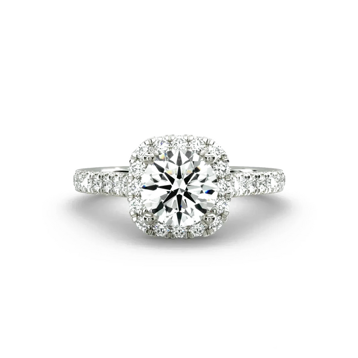 Square Inlaid Halo Diamond Engagement Ring | Custom K Gold Lab-Grown Diamond Promise Ring for Women