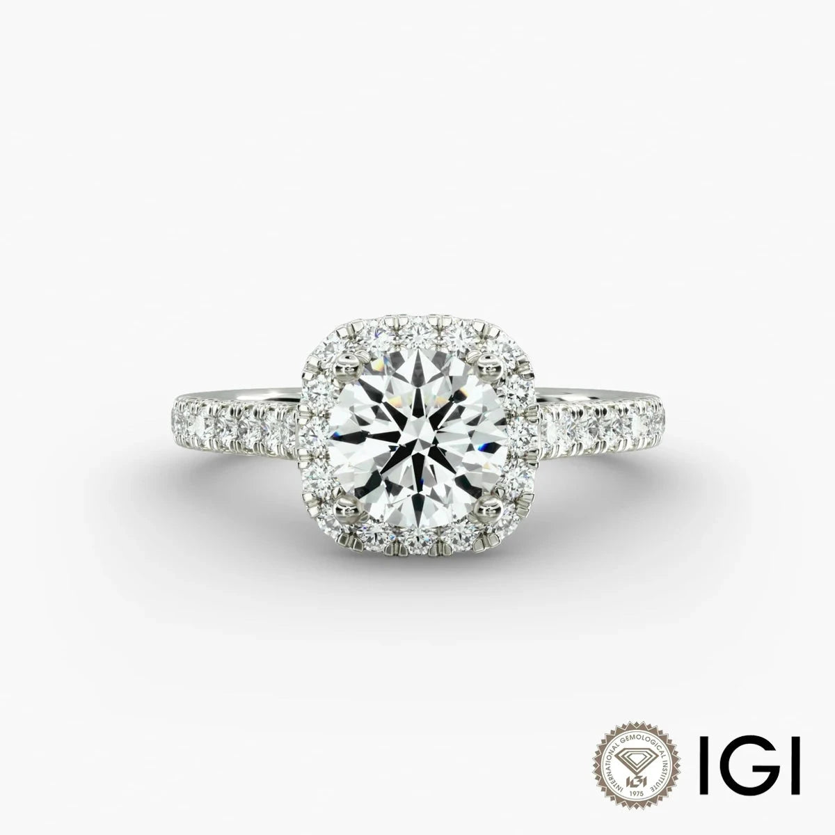 Square Inlaid Halo Diamond Engagement Ring | Custom K Gold Lab-Grown Diamond Promise Ring for Women