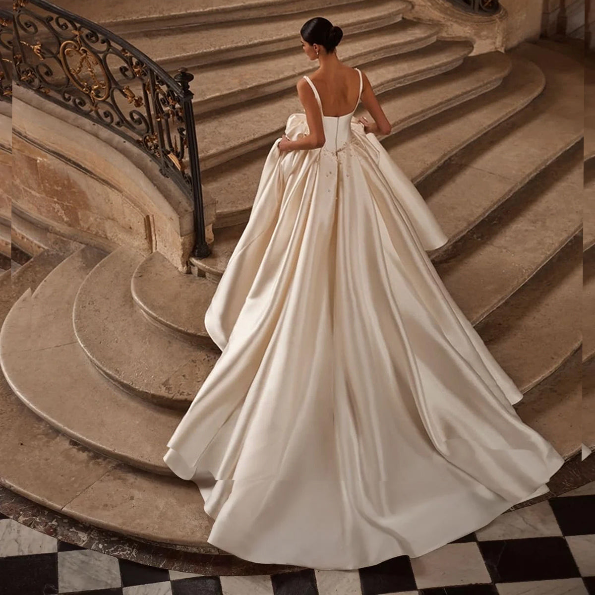 off the shoulder wedding dress backless ball gowns One-Shoulder Off-the-Shoulder Ziberline Wedding Dress with Bow Back Detail
