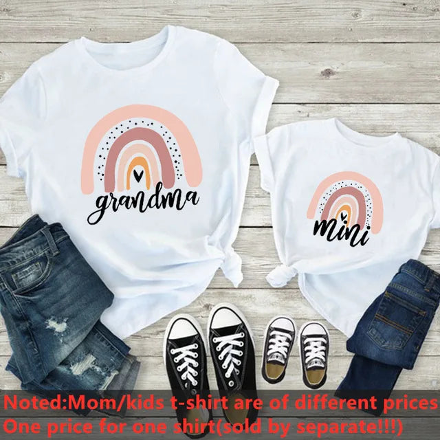 Fashion Family Look Mother and Daughter Family Matching Clothes Punk Mama Mini Princess T-shirt Tops For Mommy Kids