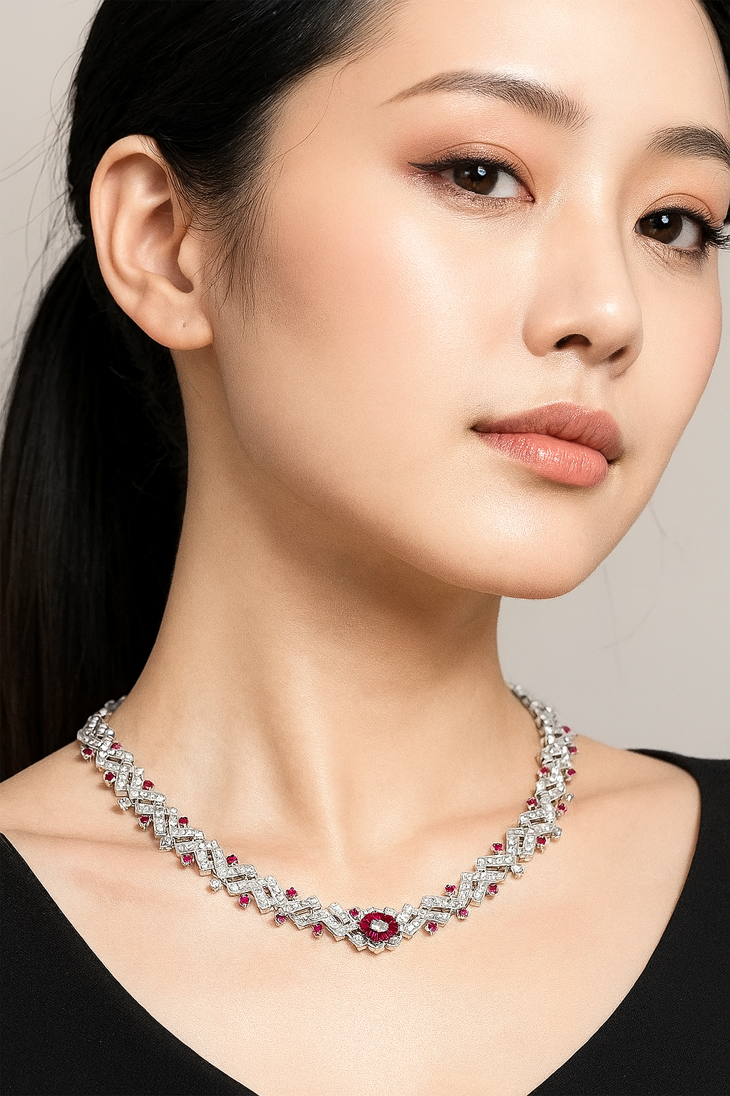 Vintage 100% 925 Sterling Silver Lab Sapphire & Ruby Gemstone Cocktail Necklace | Fine Jewelry Anniversary Gift - HER SHOP