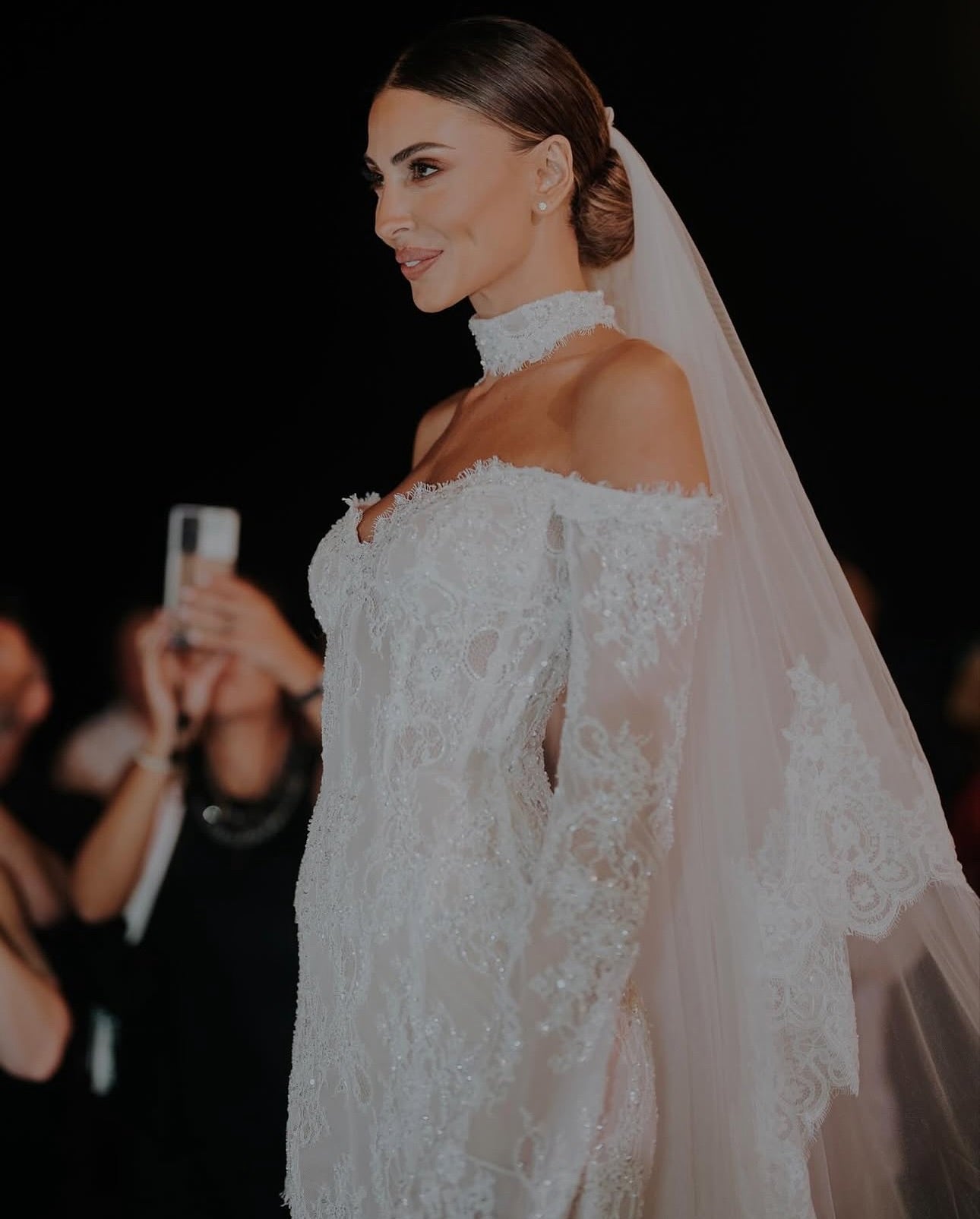 vintage lace wedding dress off the shoulder Ruth Off Shoulder Flowy Lace Wedding Gown | Romantic Earth