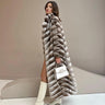 Women's Long Rex Rabbit Fur Overcoat with Chinchilla-Look – HER