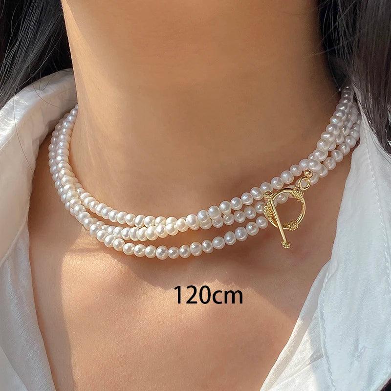 White Freshwater Pearl Necklace - Wedding, Bridal, or Gift (Sweater Chain Style) - HER SHOP