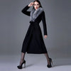 Woman Autumn Winter Thick Warm Wool Coat with Real Fox Fur Collar