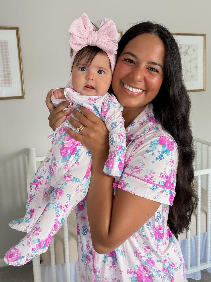 Mom and Daughter Matching Bamboo Pajama Set – Soft Breathable Button-Front Family Loungewear