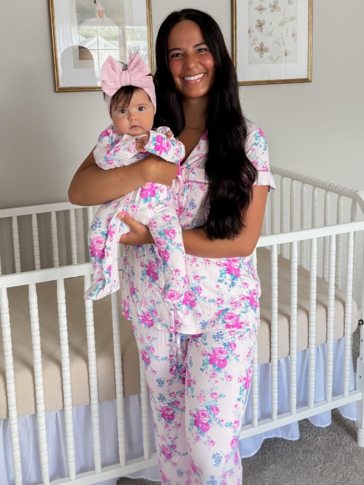 Mom and Daughter Matching Bamboo Pajama Set – Soft Breathable Button-Front Family Loungewear