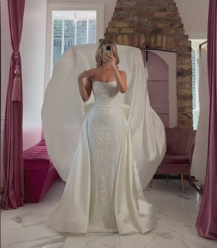 Custom Made Elegant 2-in-1 Mermaid Wedding Dress – Off-the-Shoulder Boat Neck Trumpet Style | Vestido de Noiva - HER SHOP