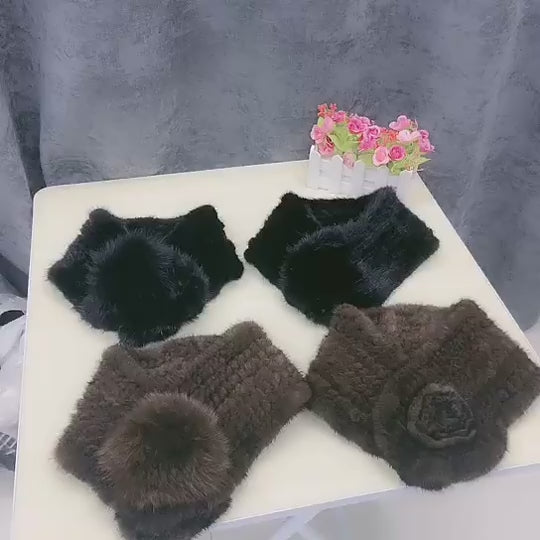Women Scarf Natural Mink Fur Scarf Winter Female Warm Shawls Stylish Solid Knitted Neckwarmer 62cmx10cm - HER SHOP