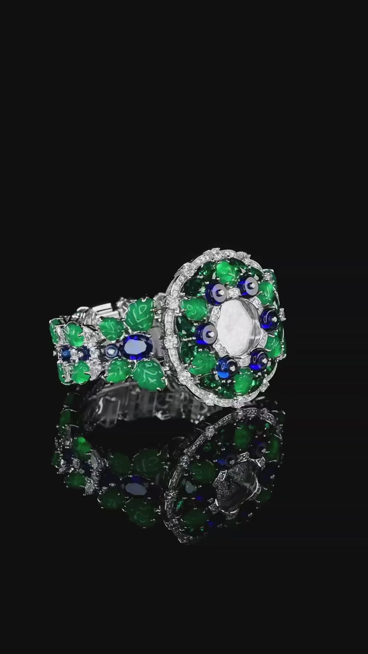 Luxury Woman Bracelet Gemstone Wristwatch 925 Sterling Silver Original High Quality Bracelet Elegant Woman Quartz Watch - HER SHOP
