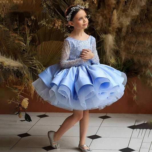 Long Sleeves Sparkling Sequin Ball Gown - HER SHOP
