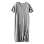 European and American trend V-neck high-grade cashmere sweater dress