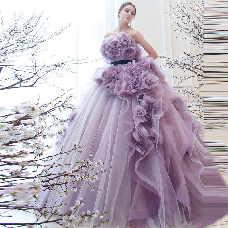 Strapless 3D Flowers Wedding Dresses