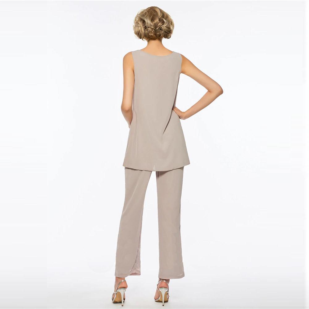 Elegant Plus Size Chiffon Pantsuit for Mother of Bride