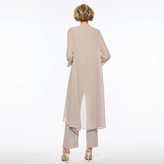 Elegant Plus Size Chiffon Pantsuit for Mother of Bride - HER SHOP