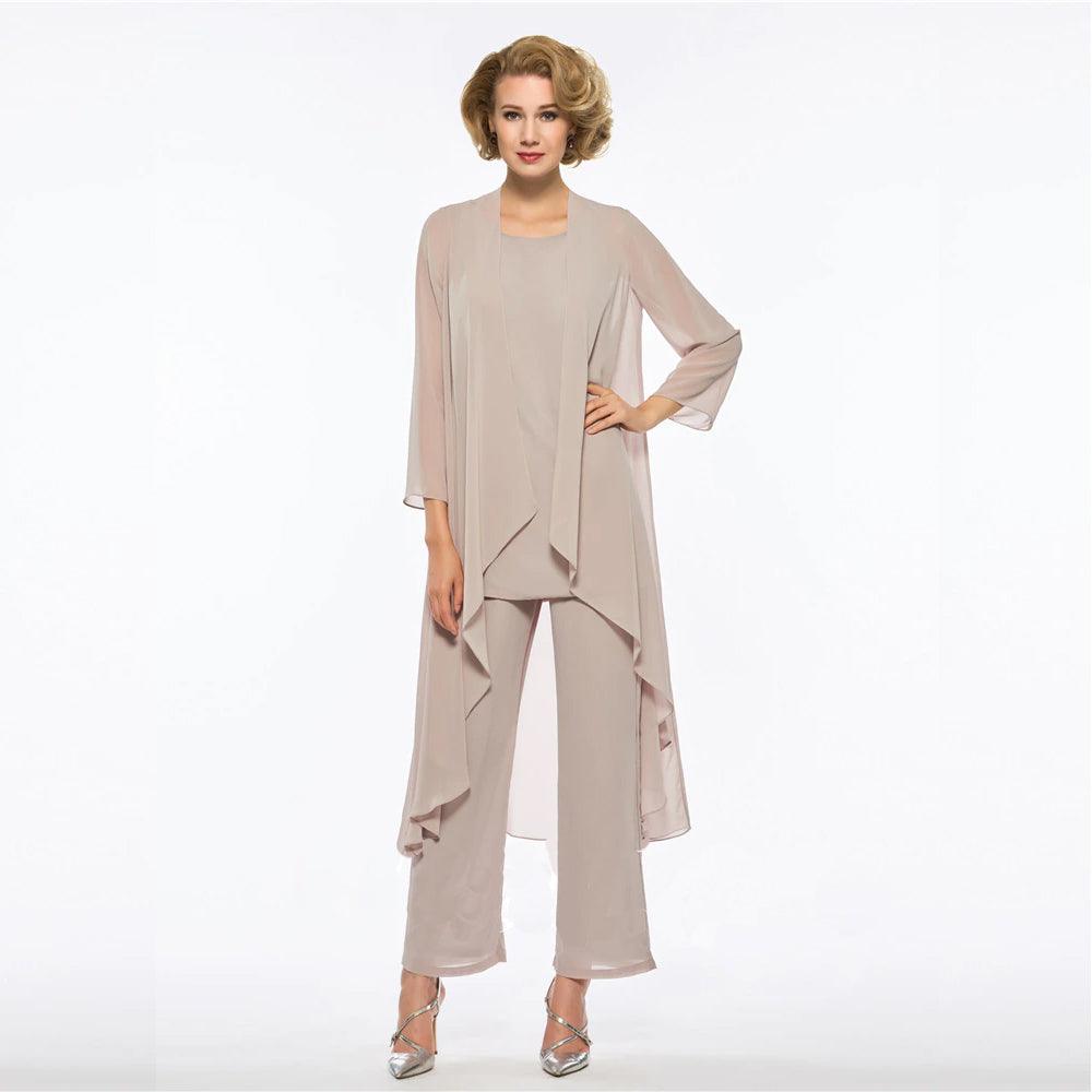 Elegant Plus Size Chiffon Pantsuit for Mother of Bride