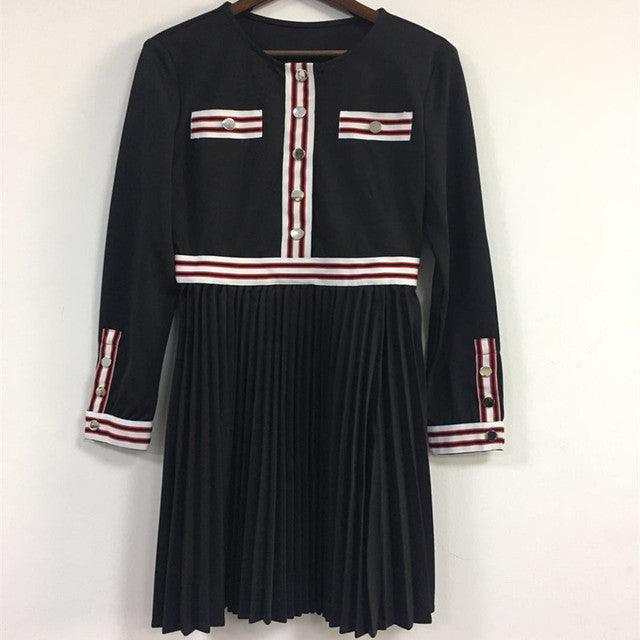 maje pleated dress with contrasting stripes Pleated dress with contrasting stripes | Maje