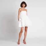 Ivory Tiered Tulle Strapless A-line Short Bridal / Bridesmaid Dress