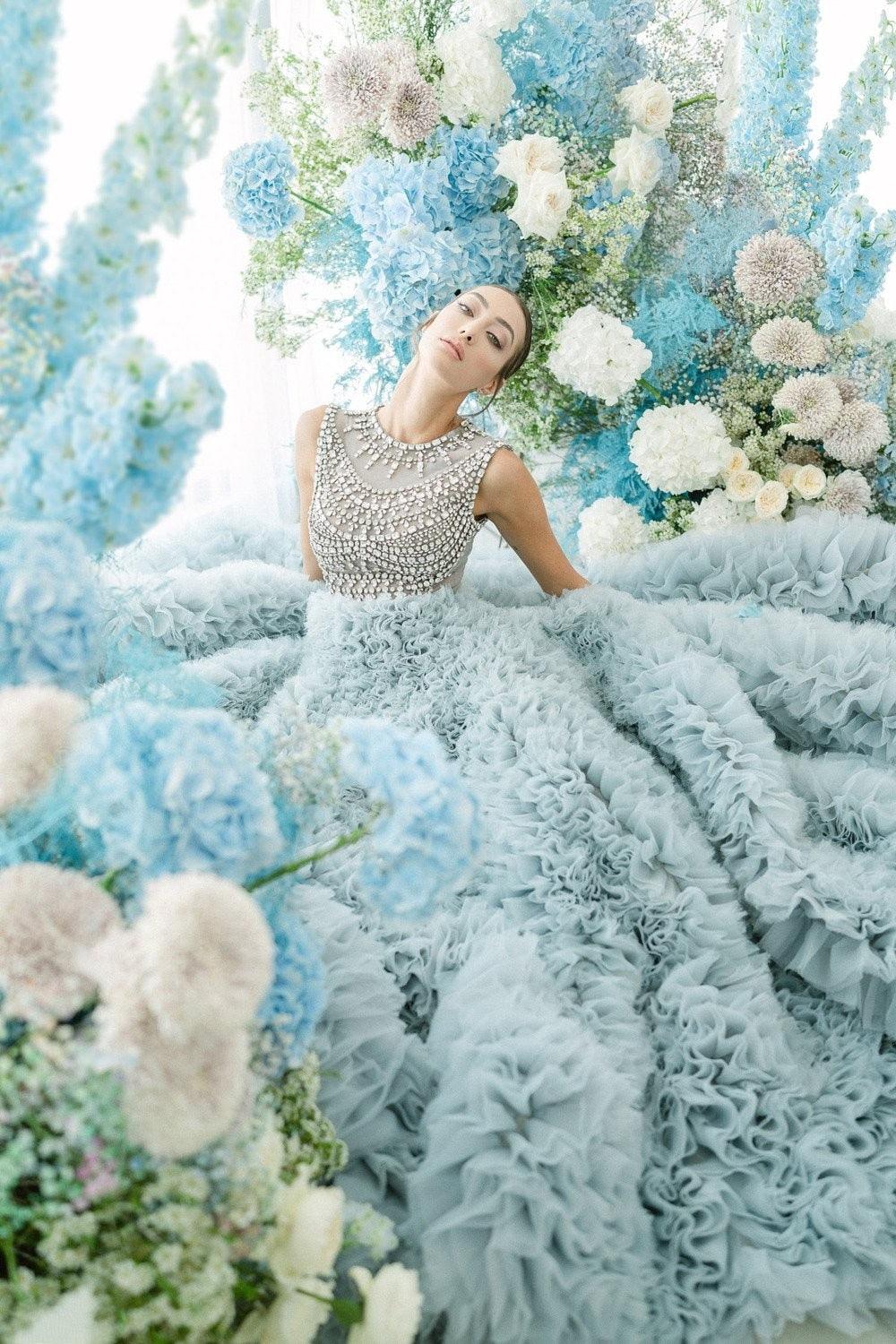 Charming Crystal Colored Very Puffy Tiered Tulle Bridal Dresses HER SHOP Charming Crystal Colored Very Puffy Tiered Tulle Bridal Dresses HER SHOP