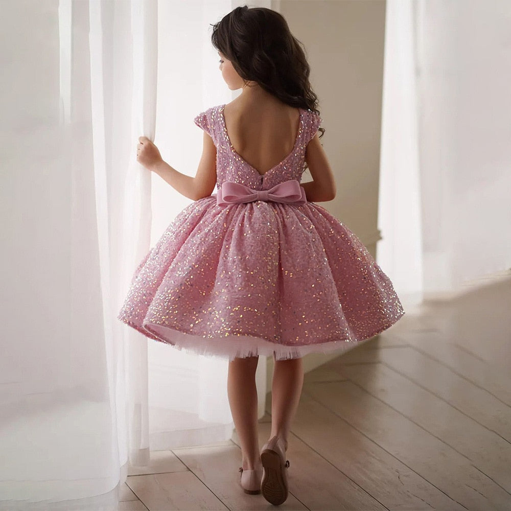 Formal Pink Sequins Party Dresses for Girl