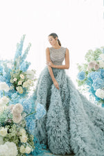 Charming Crystal Colored Very Puffy Tiered Tulle Bridal Dresses