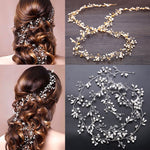 Crystal Pearl Bridal Tiaras Hairbands Hairpins Bridesmaid Diamante Hair Vine Accessories Wedding Jewelry 35cm Headwear