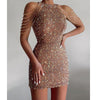 Off Shoulder Gold Sequin Party Bodycon Dress