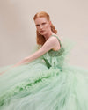 Pretty Mint Green Tulle Beaded Prom Gown