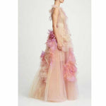Colorful Tulle 3D Flower A-line Long Prom Gowns