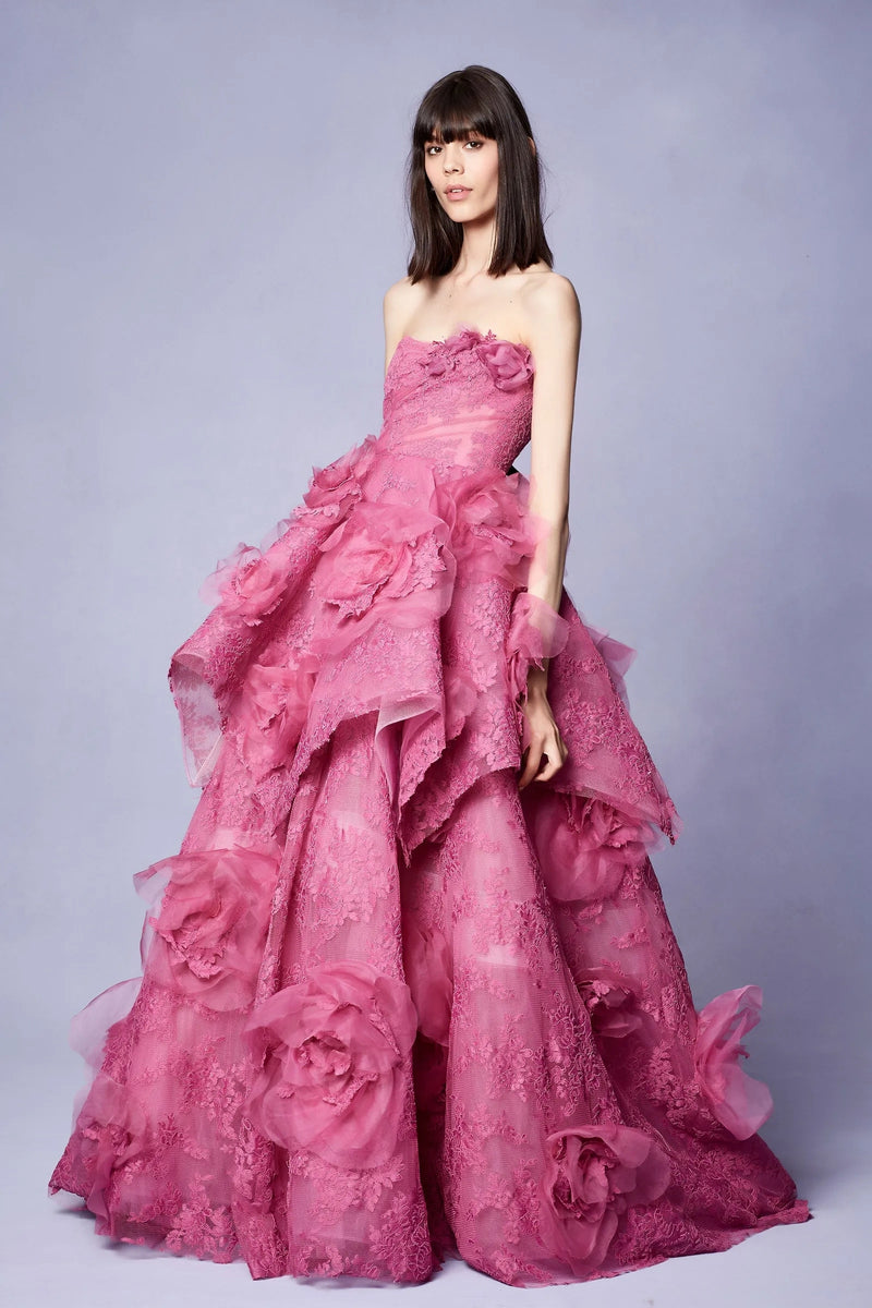 Pretty 3D  Floral Lace Prom Dresses