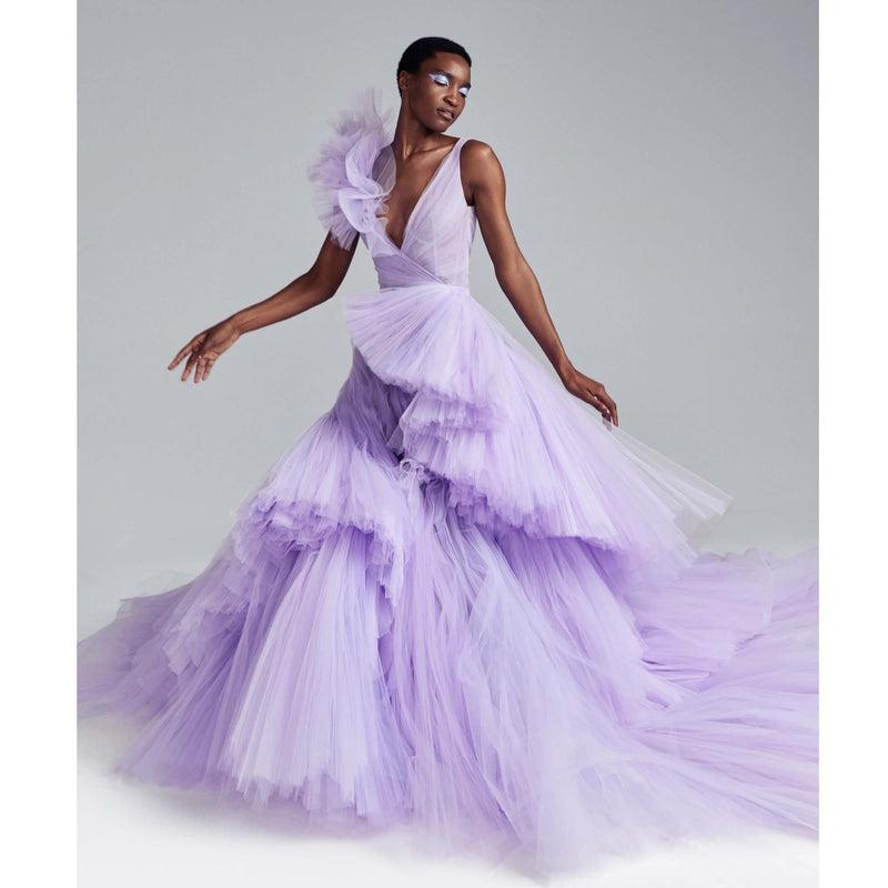 Lavender Tulle Ball Gown - Puffy & Ruched