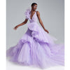 Exclusive Lavender Tulle Prom Gowns Puffy Ruched Long Tulle Ball Gowns