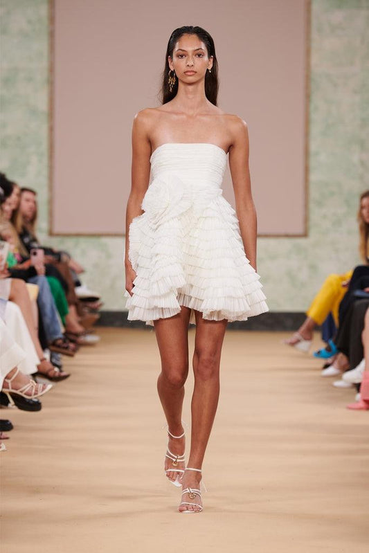 Ivory Tiered Tulle Strapless A-line Short Bridal / Bridesmaid Dress - HER SHOP