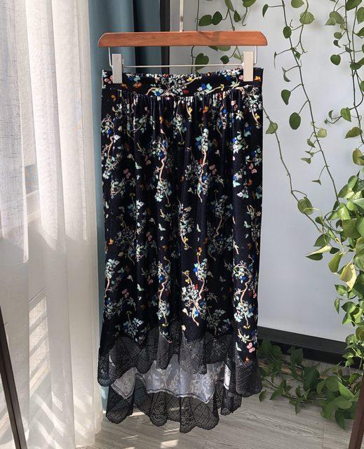 Exquisite Velvet Irregular Sleeveless V-neck Spring and Summer Floral Print Sling Dress - HER SHOP