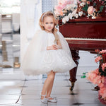 Flower Girl Dress with Cape Ball Gown Baby Girl Birthday Party Dresses Glitter Lace First Communion Dress