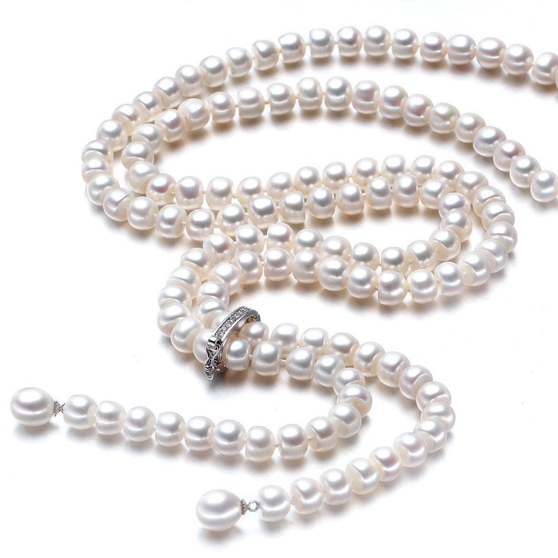 Her Shop accessories white pearl 100% Genuine Freshwater Pearl Necklace