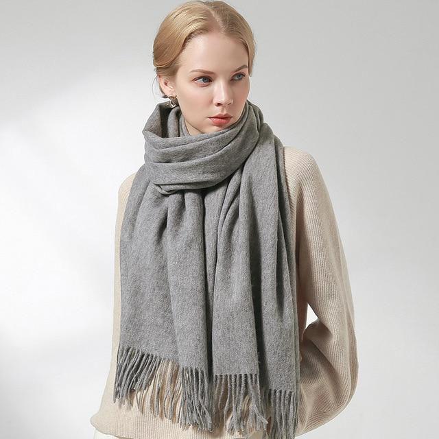 Her Shop accessories Grey / 180x60cm 100% Pure Wool Scarf