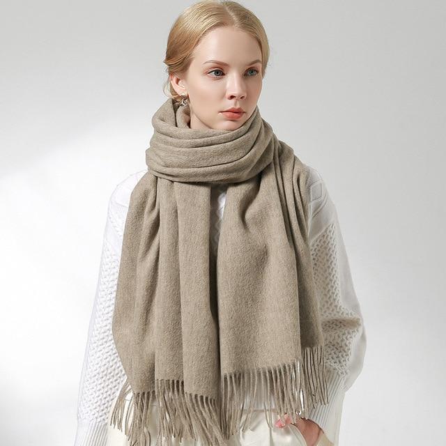 Her Shop accessories Light Coffee / 180x60cm 100% Pure Wool Scarf