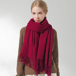 Her Shop accessories Wine Red / 180x60cm 100% Pure Wool Scarf