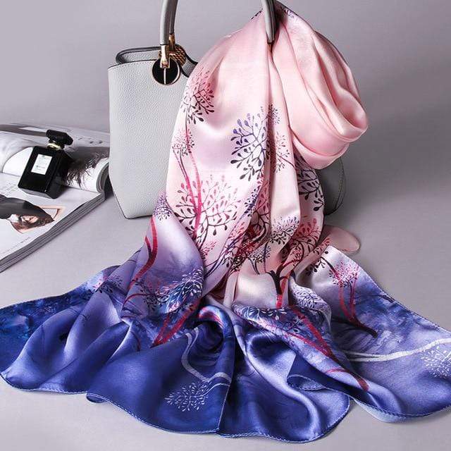 Her Shop accessories Color 14 / 170X53CM 100% Real Silk Scarf